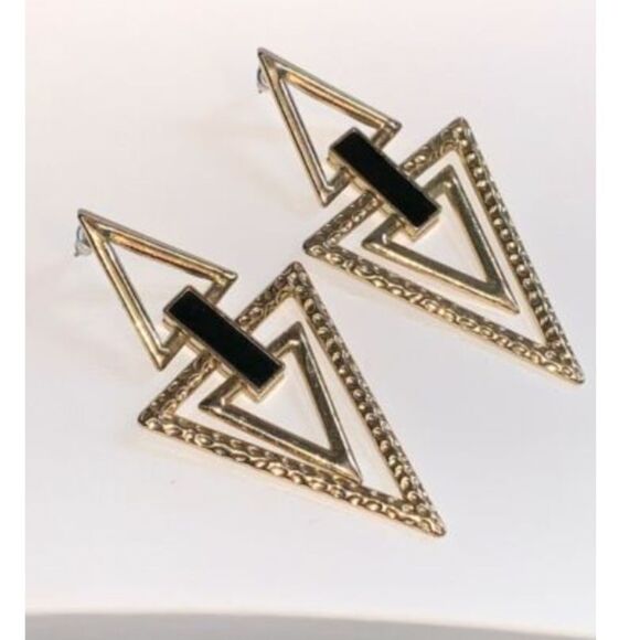 Vintage Geometric Shaped Earrings Pierced - Picture 3 of 8